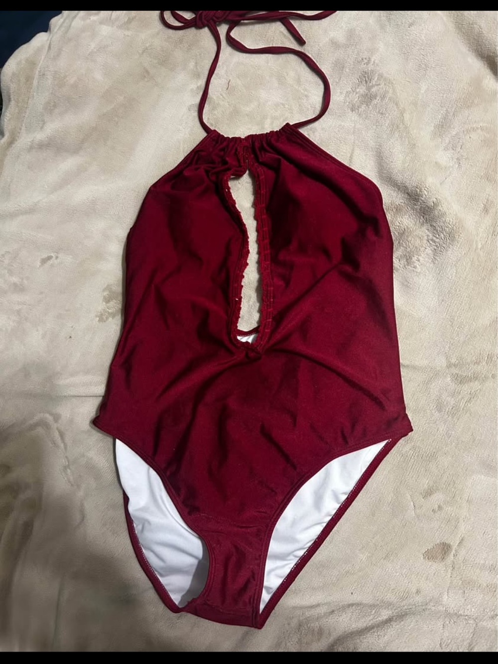 Cupshe Red-Trim Halter One-Piece Swimsuit